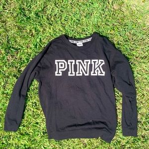 PINK victoria’s secret black crew neck with logo